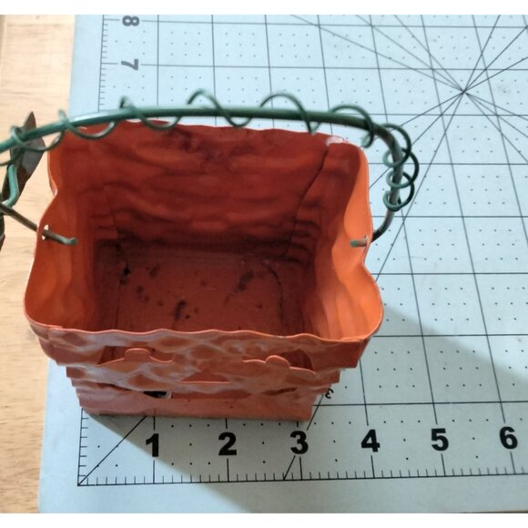 Metal Jack O Lantern Candle Holder Handle Leaf Accents Halloween Decor - Picture 7 of 8